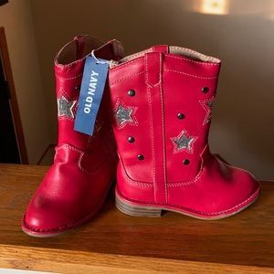 Red leather like toddler boots